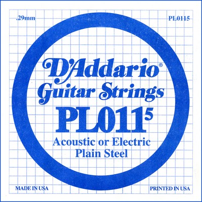 D'Addario PL0115 Plain Steel Ball End .0115 in. (.29 mm), Single
