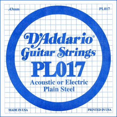 D'Addario PL017 Plain Steel Ball End .017 in. (.43 mm), Single