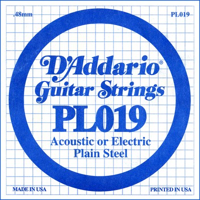 D'Addario PL019 Plain Steel Ball End .019 in. (.48 mm), Single