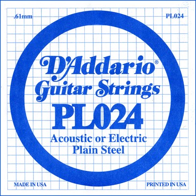 D'Addario PL024 Plain Steel Ball End .024 in. (.61 mm), Single