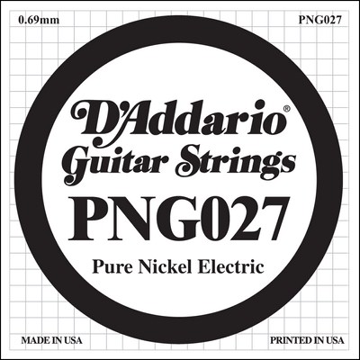 D'Addario PNG027 Pure Nickel Wound .027, Single String D'Addario PNG027 Pure Nickel Wound .027, Single String