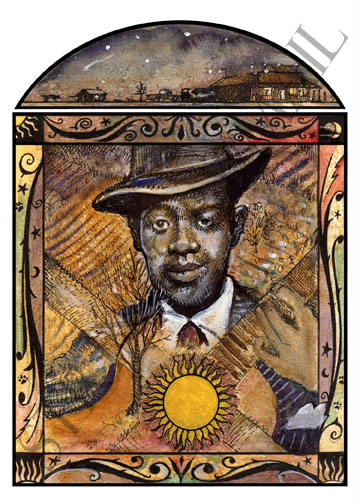 Robert Johnson at the crossroads Poster by noted illustrator Glenn Wolff