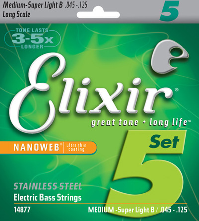 Elixir 14877 Electric Bass Stainless Steel Nanoweb 5 String (45-125)
