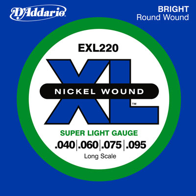 D'Addario Nickel Wound EXL220 Electric Bass (40-95), Full Set