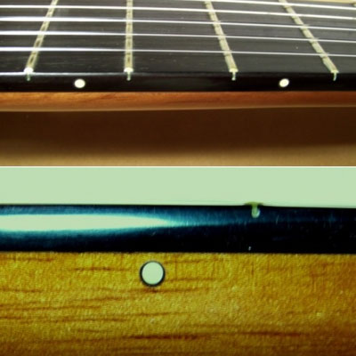 Rosette Ivory Fret Markers with Black Ring, pack of 9 dots