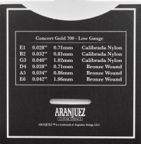 Aranjuez Concert Gold 700 LT Classical Guitar Strings, Full Set