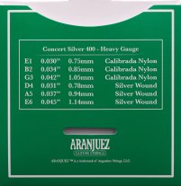 Aranjuez Concert Silver 400 HT Classical Guitar Strings, Full Set