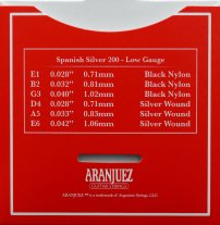 Aranjuez Spanish Silver 200 LT Classical Guitar Strings, Full Set