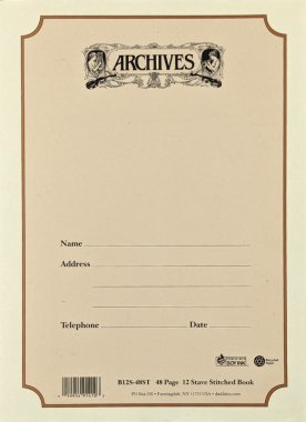 Archives Standard Bound Manuscript Paper Book, 12 Stave, 48 Pages