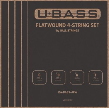Blemished Sale Item | Galli KA-BASS-4FW Chrome Steel Flat Wound Ukulele Bass, 23" scale