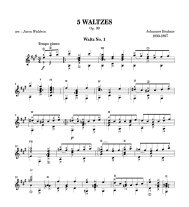Brahms | 5 Waltzes Op. 39 arr. Waldron for solo guitar