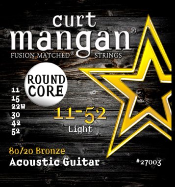 Curt Mangan 27003 Round Core 80/20 Bronze Acoustic Guitar, Light 11-52