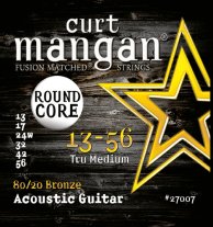 Curt Mangan 27008 Round Core 80/20 Bronze Acoustic Guitar, True Medium 13-56