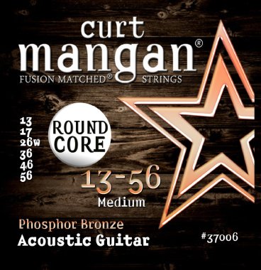 Curt Mangan 37006 Round Core Phosphor Bronze Acoustic Guitar, Medium 13-56