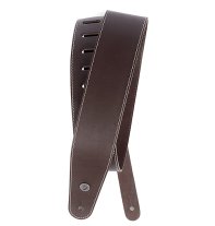 D'Addario 2.5 inch Deluxe Leather Strap- Brown with Stitch 25LS01-DX