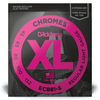 D'Addario Chromes ECB81-5 Flatwound 5 String, Regular Light (45 - 132)