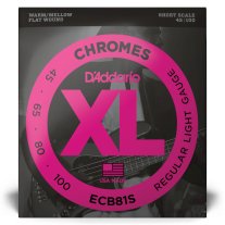 D'Addario Chromes ECB81S Flatwound Regular Light (45 - 100), Full Set