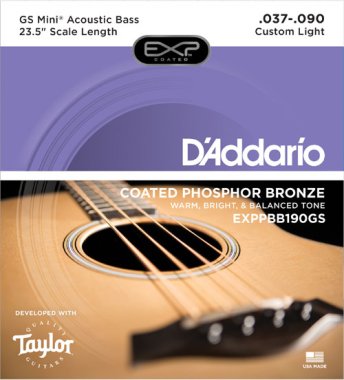 D'Addario Coated Phosphor Bronze Acoustic Bass, Taylor GS Mini, 37-90