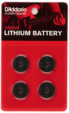 D'addario CR2032 Lithium Batteries for Tuners and Metronomes, 4-pack