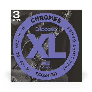 D'Addario ECG24-3D Flatwound Chromes Electric Jazz Light 11-50, 3 Pack