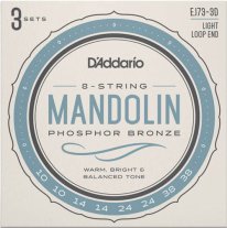 D'Addario EJ73-3D Phosphor Bronze Mandolin Strings Light 10-38, 3 Sets