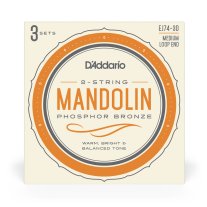 D'Addario EJ74-3D Phosphor Bronze Mandolin Strings Med 11-40, 3 sets