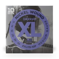 D'Addario EXL115-10P XL Nickel Electric Guitar Strings 11-49, 10 Sets