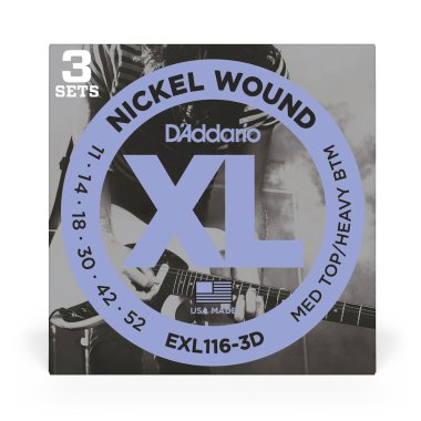 D'Addario EXL116-3D XL Nickel Electric Guitar Med / Hvy 11-52, 3 Sets
