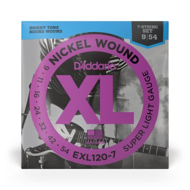 D'Addario EXL120-7 XL, 7 String Nickel Electric Guitar Strings 9-54