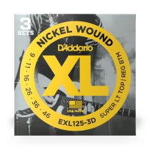 D'Addario EXL125-3D XL Electric Guitar SL Top/Reg Bottom 9-46, 3 Sets