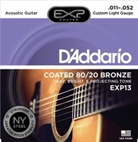 D'Addario EXP Coated 80/20 Bronze Acoustic EXP13 Custom Light 11-52