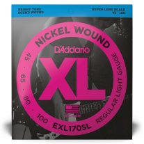 D'Addario Nickel Wound EXL170SL Electric Bass (45-100), Full Set