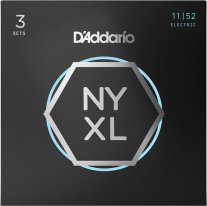D'Addario NYXL1152-3P Nickel Wound Med Top / Hvy Btm 11-52, 3 sets