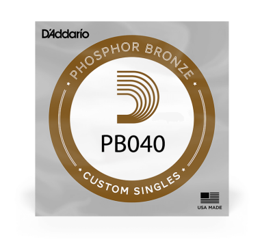 D'Addario PB040 Phosphor Bronze Acoustic String, .040 gauge, Single