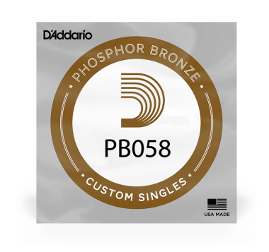 D'Addario PB058 Phosphor Bronze Acoustic String, .058 gauge, Single