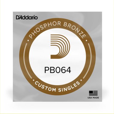 D'Addario PB064 Phosphor Bronze Acoustic String, .064 gauge, Single