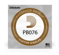 D'Addario PB076 Phosphor Bronze Acoustic String, .076 gauge, Single