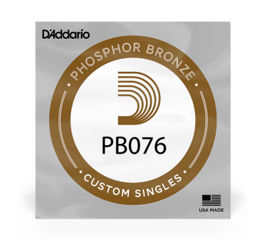 D'Addario PB076 Phosphor Bronze Acoustic String, .076 gauge, Single