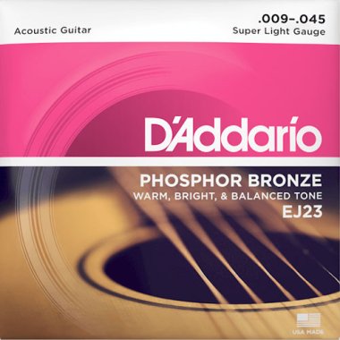 D'Addario Phosphor Bronze Acoustic Guitar Strings EJ23 Super-Light 9-45