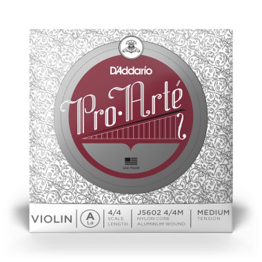 D'Addario ProArte Violin A 4/4 Medium Tension J5602 4/4M, Ball End, Single String
