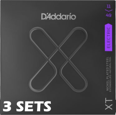 D'Addario XT Nickel Electric Guitar Strings, Medium 11-49, 3-Pack