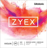 D'Addario Zyex Violin DZ310S 4/4 Medium Tension, Ball End, Full Set