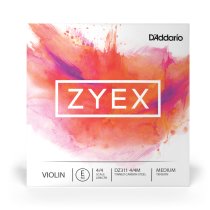 D'Addario Zyex Violin Steel E 4/4 Medium Tension, Ball End, Single String