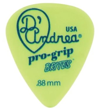 D'Andrea Pro-Grip Brites Guitar Pick .88mm, Neon Green, One
