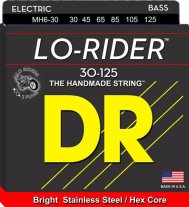 DR MH6-30 Lo-Rider Stainless Steel 6-String Bass Strings, Medium 30-125