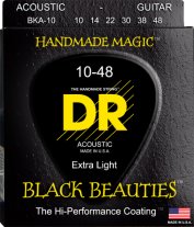 DR Strings BKA-10 K3 Coated Black Beauties Acoustic Guitar Lite 10-48