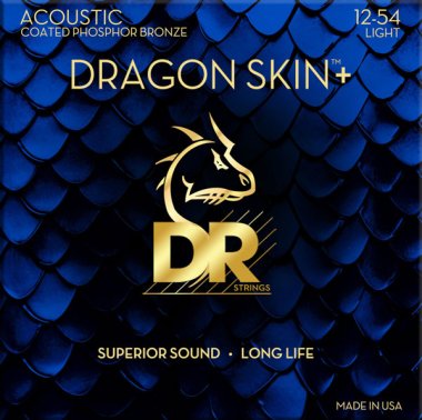 DR Strings DAP-12 Dragon Skin+ Coated Acoustic Guitar Light 12-54
