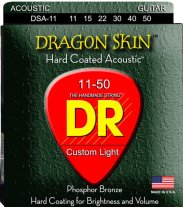 DR Strings DSA-11 Dragon Skin Clear Coated Acoustic Guitar Cus-L 11-50