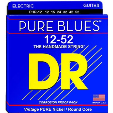DR Strings Pure Blues PHR-12 Pure Nickel Electric Guitar Strings 12-52