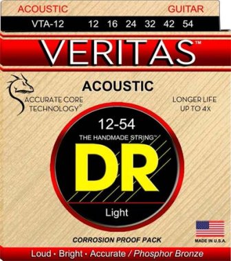 DR Strings VTA-12 Veritas Phosphor Bronze Round-Core Light 12-54